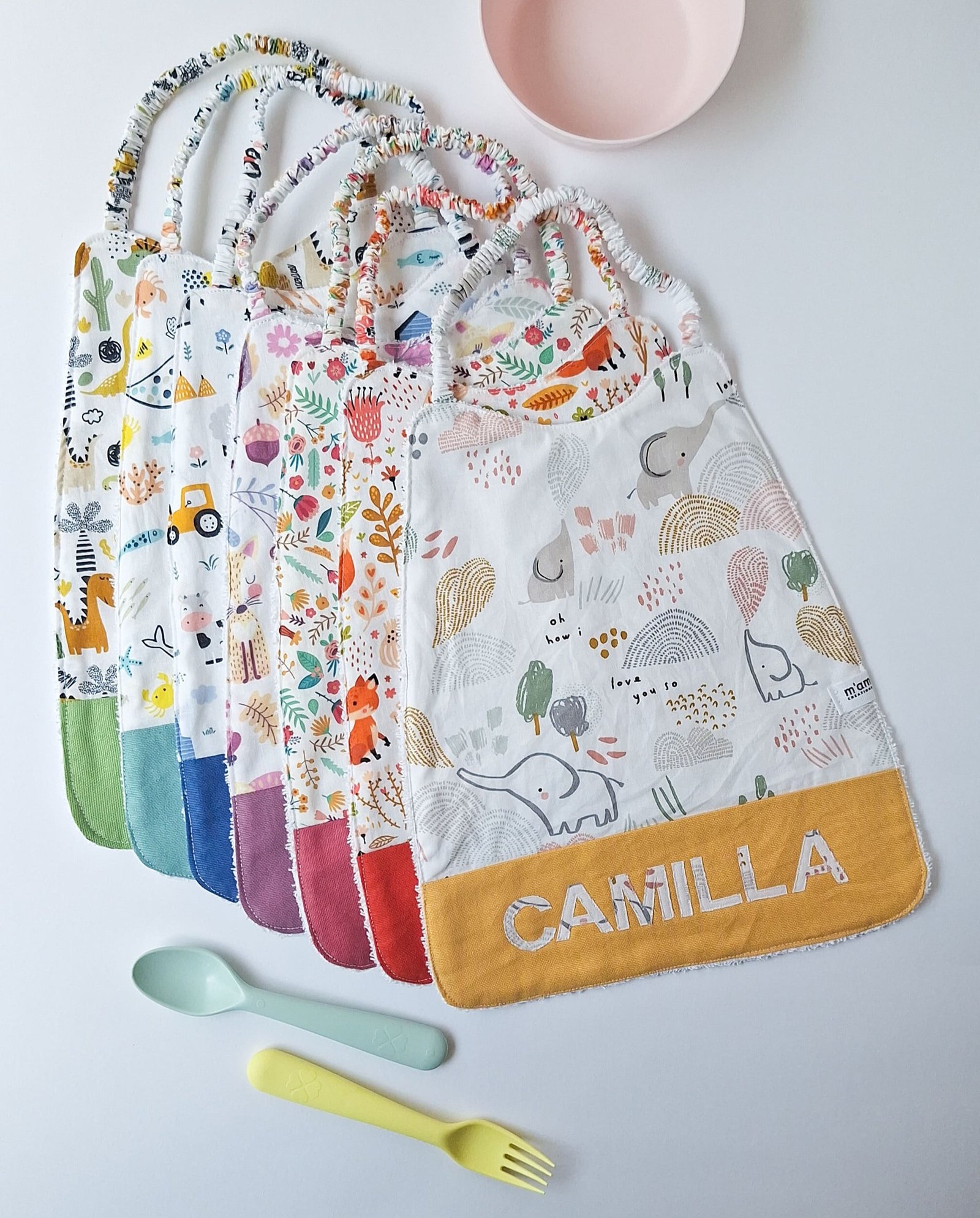 bavaglino con elastico personalizzato senape