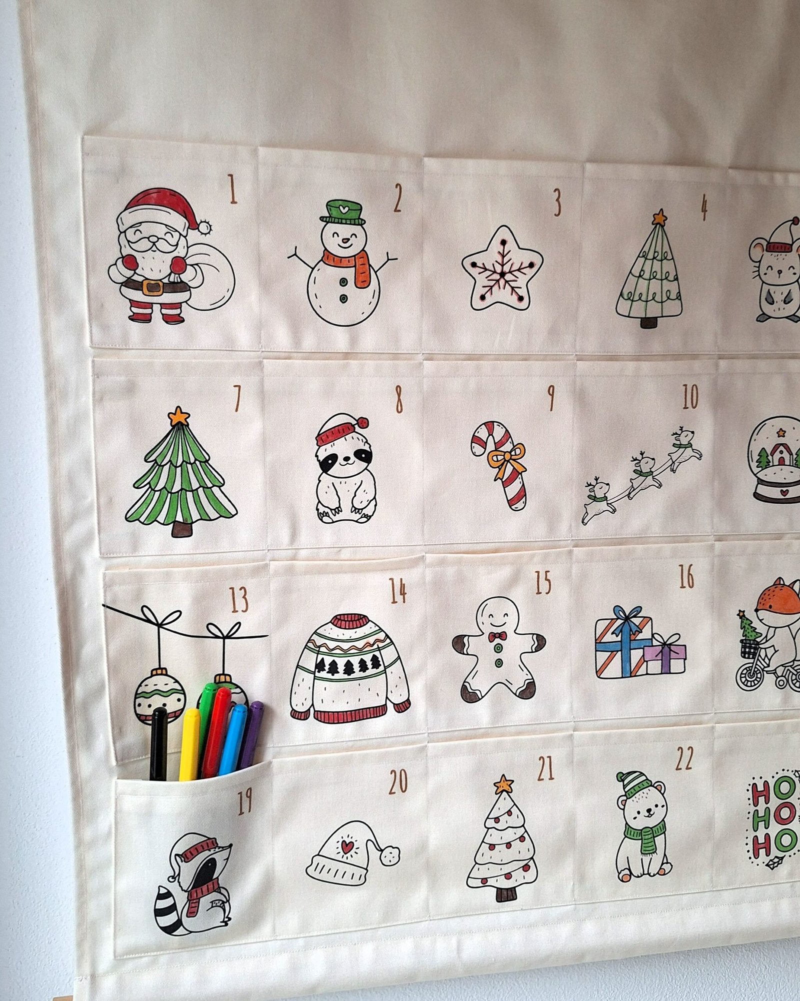 Calendario dell'Avvento da colorare con pennarelli lavabili