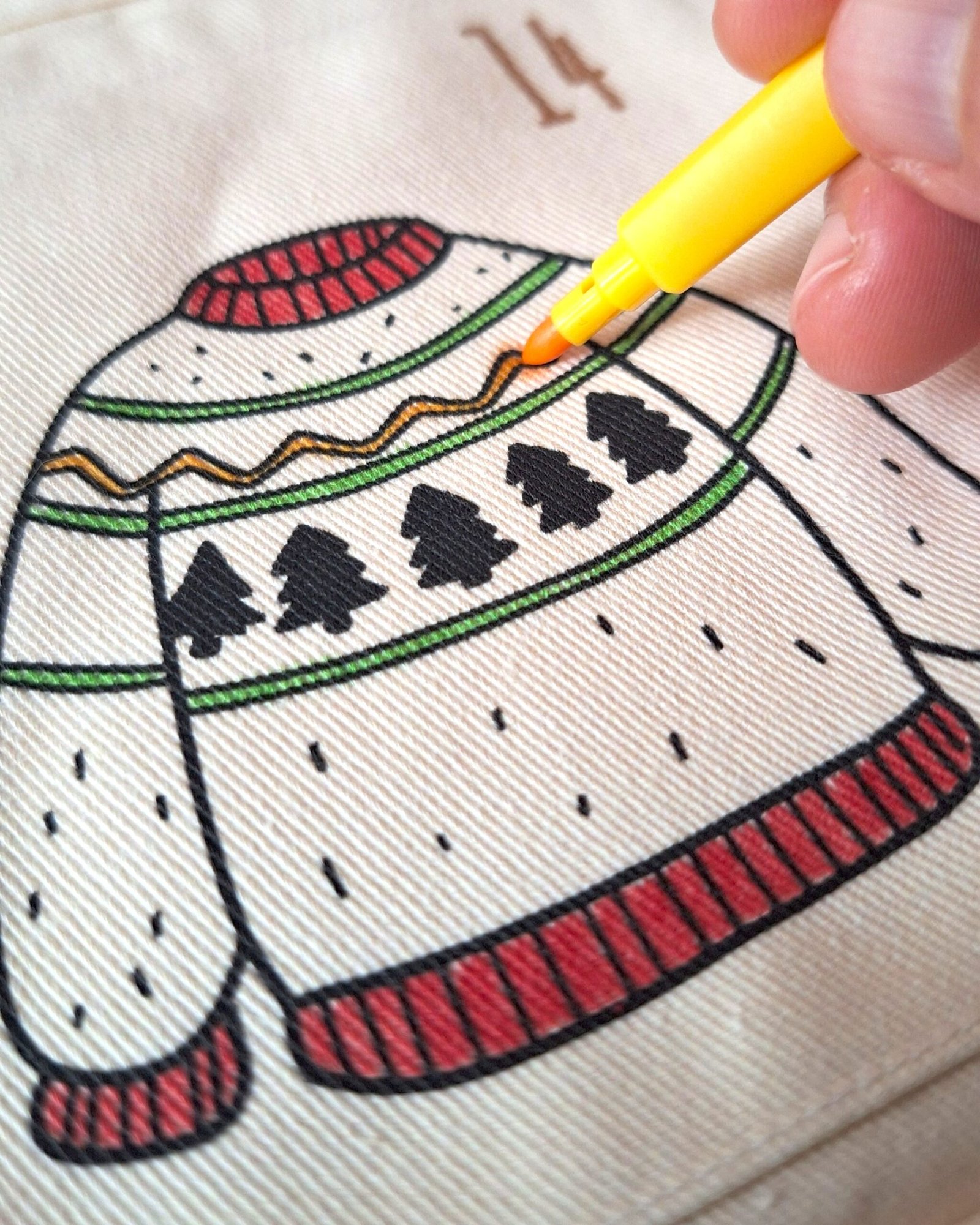 Calendario dell'Avvento da colorare con pennarelli lavabili