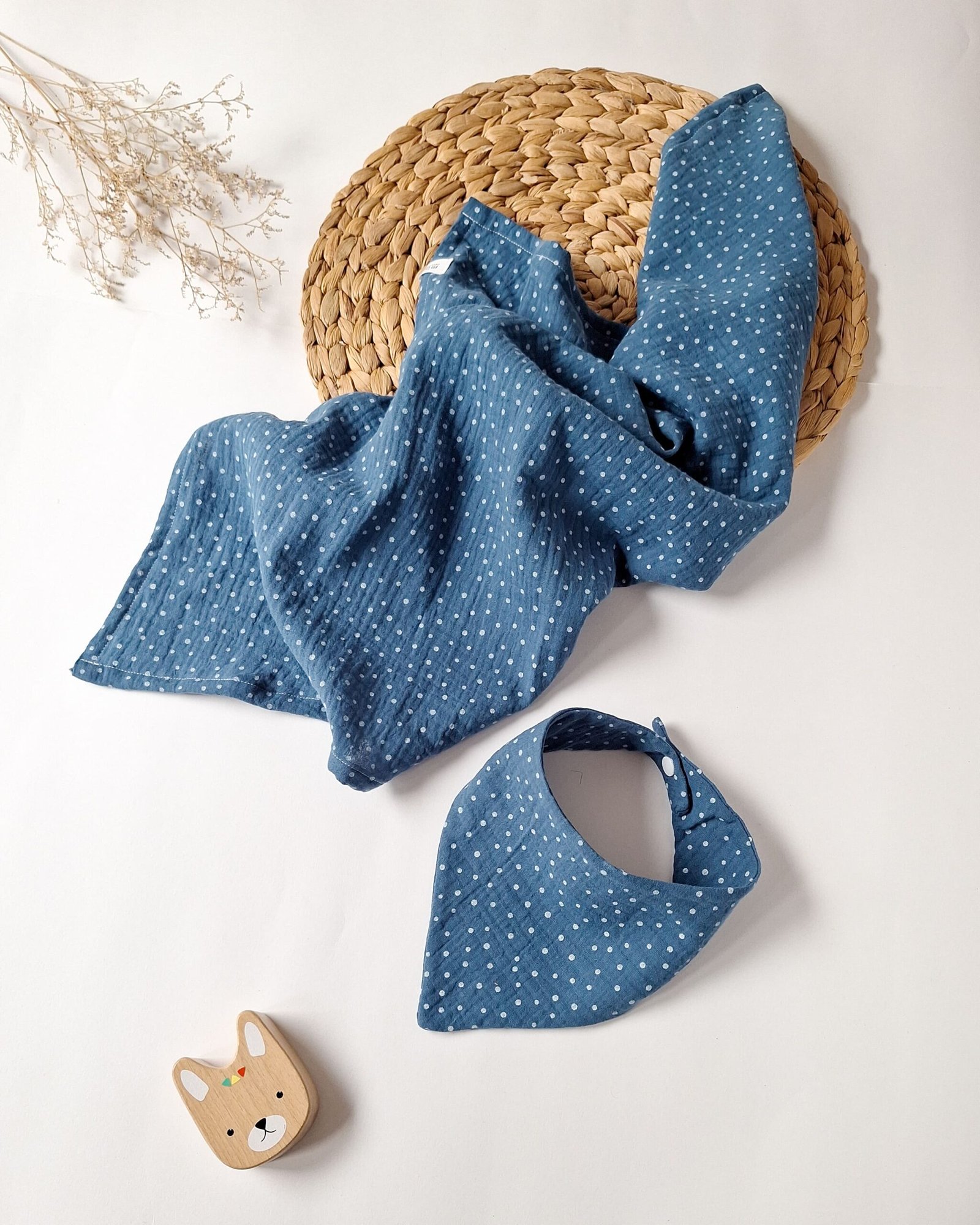 Set nascita in mussola blu