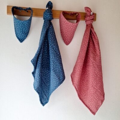 Set nascita in mussola blu e rosa