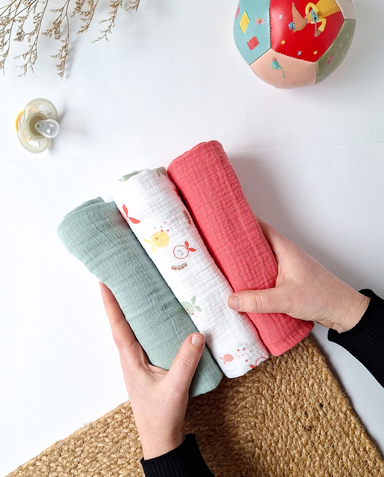 set di 3 mussoline frutta