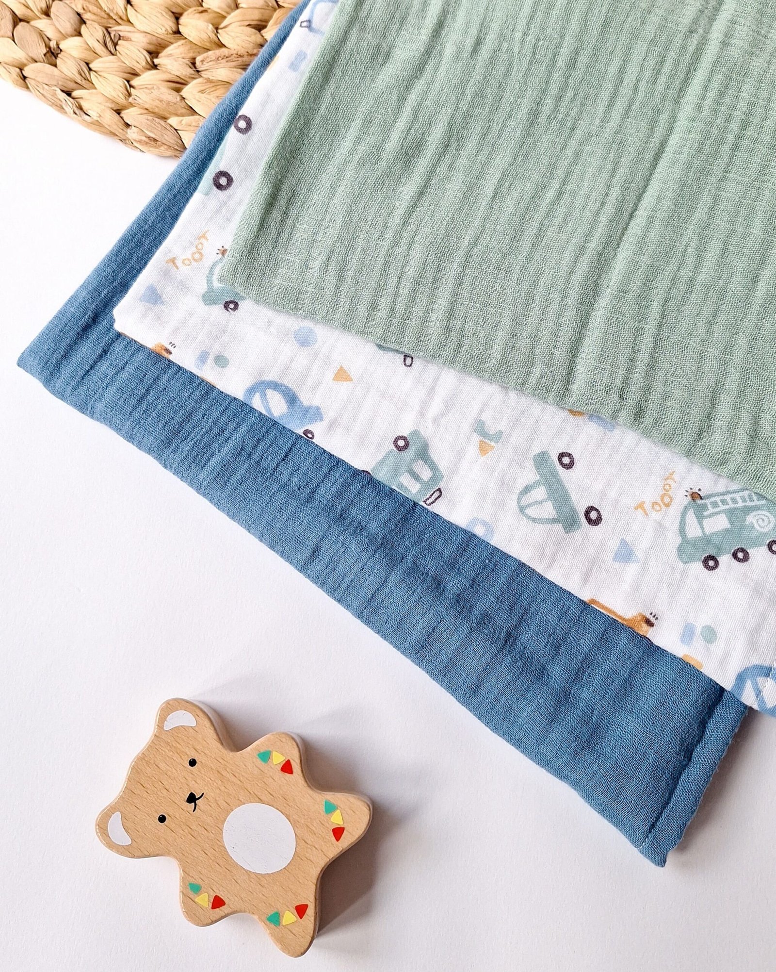 set di 3 mussoline macchinine