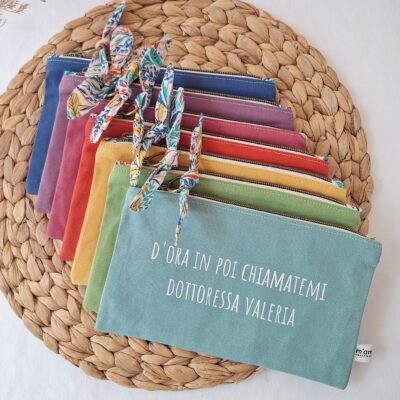pochette personalizzabile con frase verde acqua