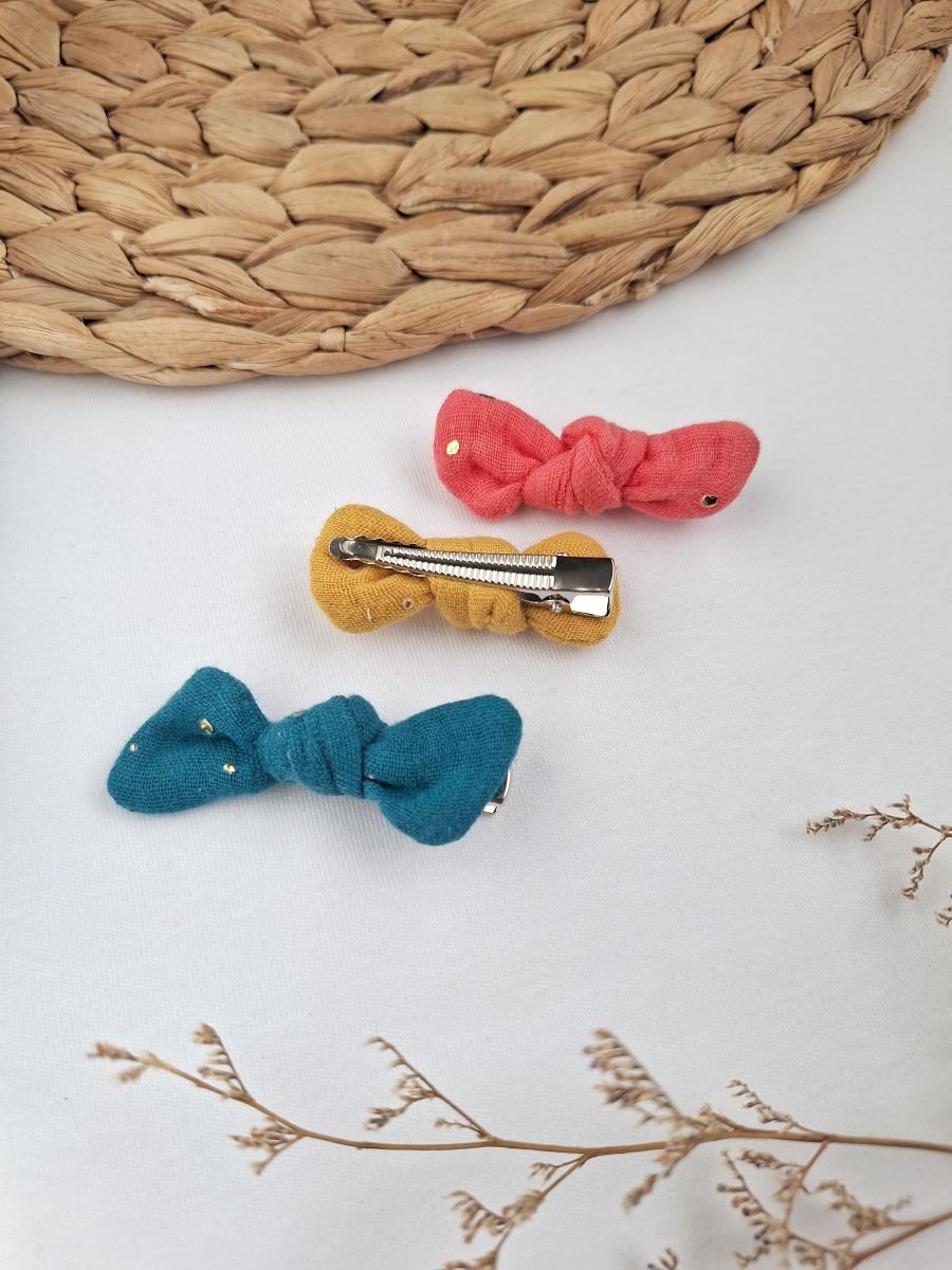 Mollette per capelli piccole petrolio senape corallo