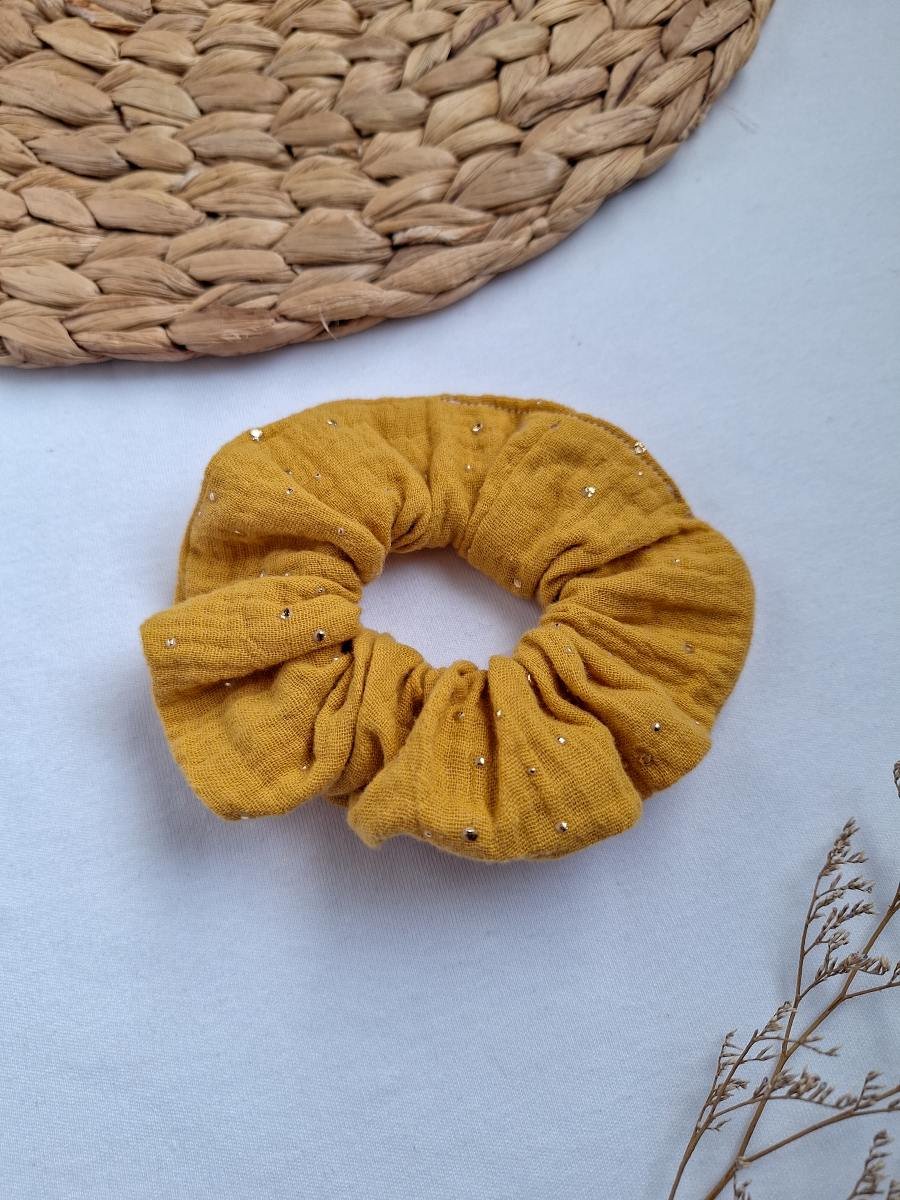 Scrunchies per capelli senape pois
