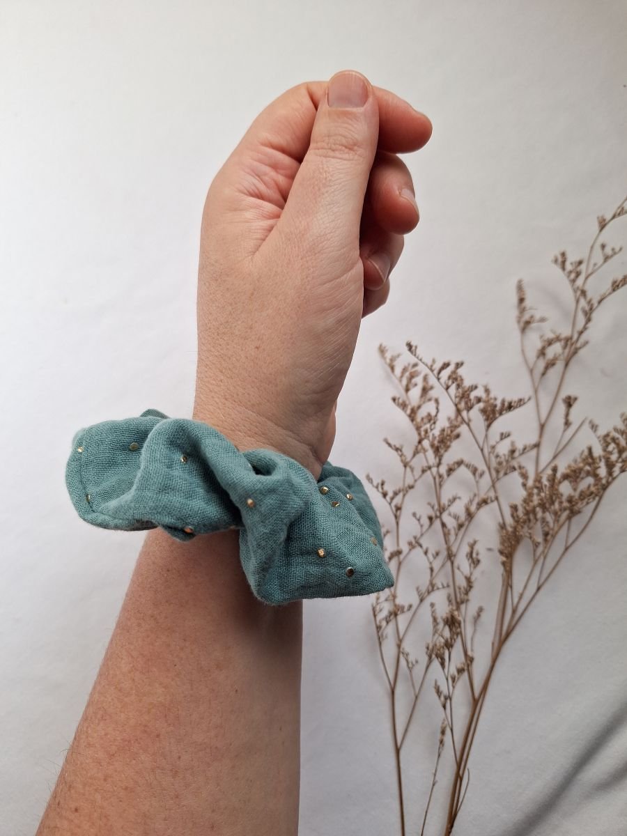 Scrunchies per capelli verde pois