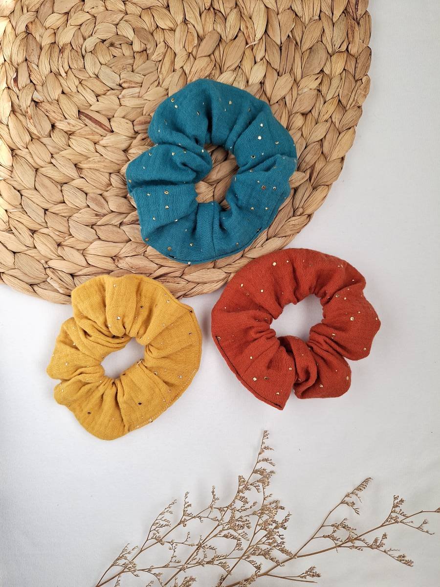 Scrunchies per capelli senape petrolio terracotta